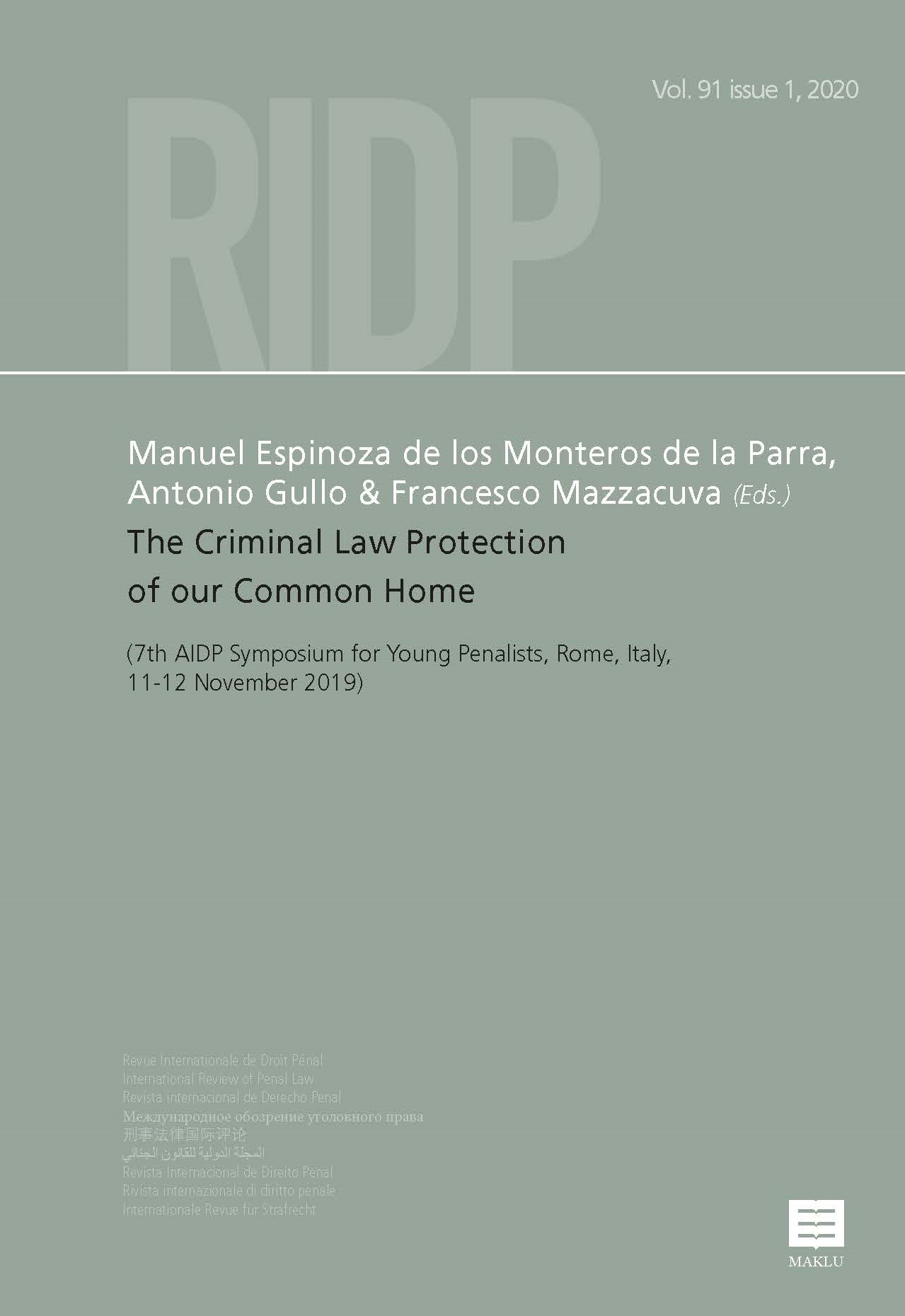 RIDP2020 Vol.91 / Subscription - Revue Internationale de Droit Penal / IP-only