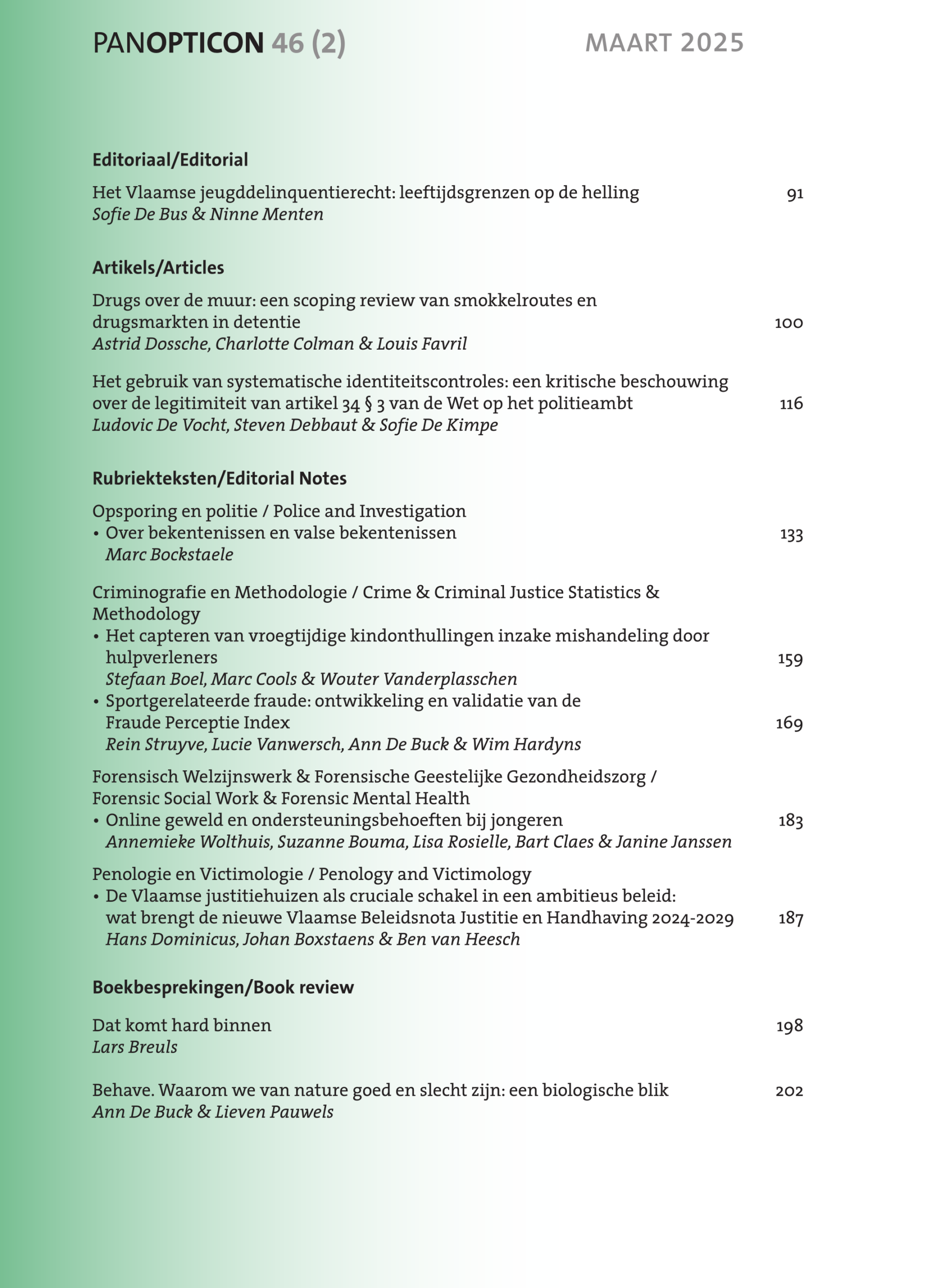 Panopticon – Tijdschrift voor strafrecht, criminologie en forensisch welzijnswerk – 2025 nr. 2 (Jaargang 46)